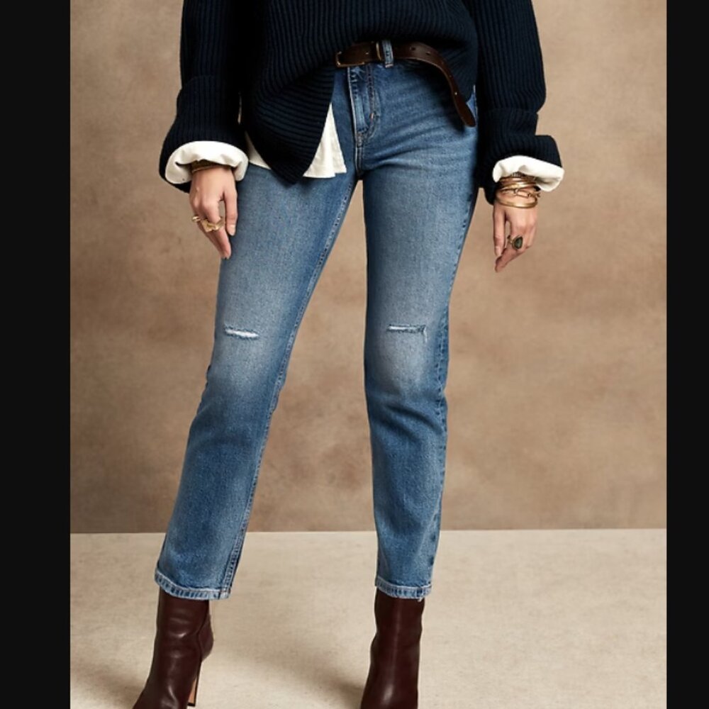 Banana Republic High Rise Straight Ankle Jeans Size 32/14 NWT